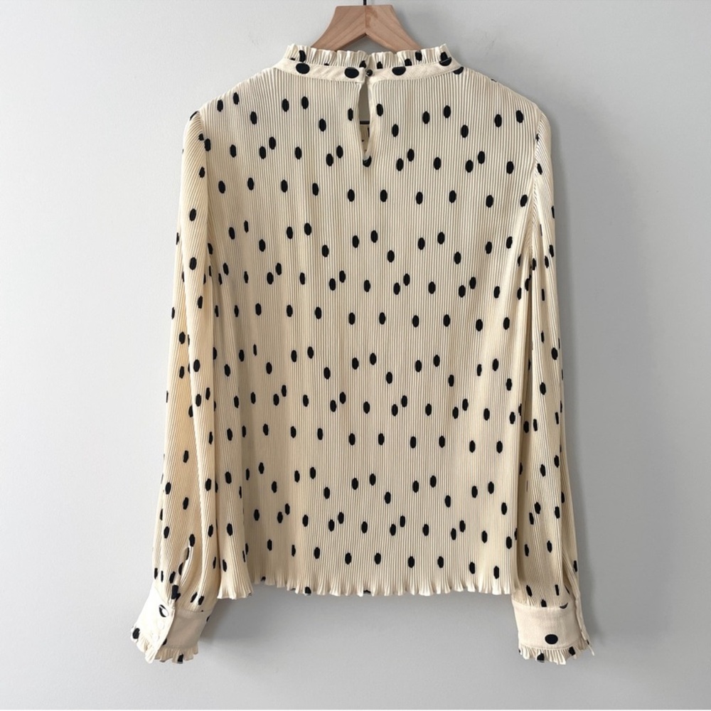 Sezane Cream Polka Dot Long-Sleeve Blouse